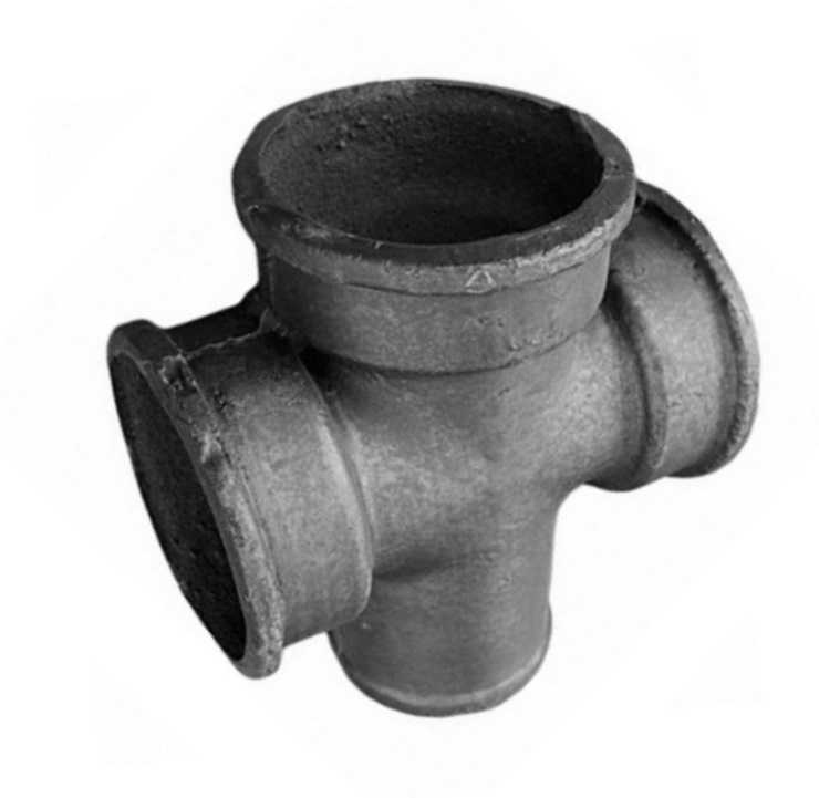 Крестовина чугун канализационная Ду 100х100х100х90гр б/н 1-плоскостная прямая ГОСТ 6942-98, DN 100